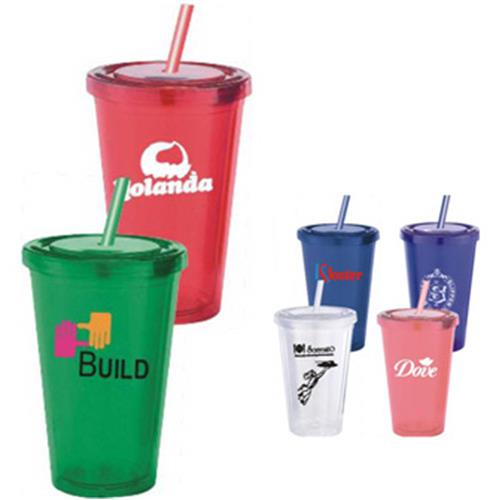 Double Wall Acrylic Cup with Straw